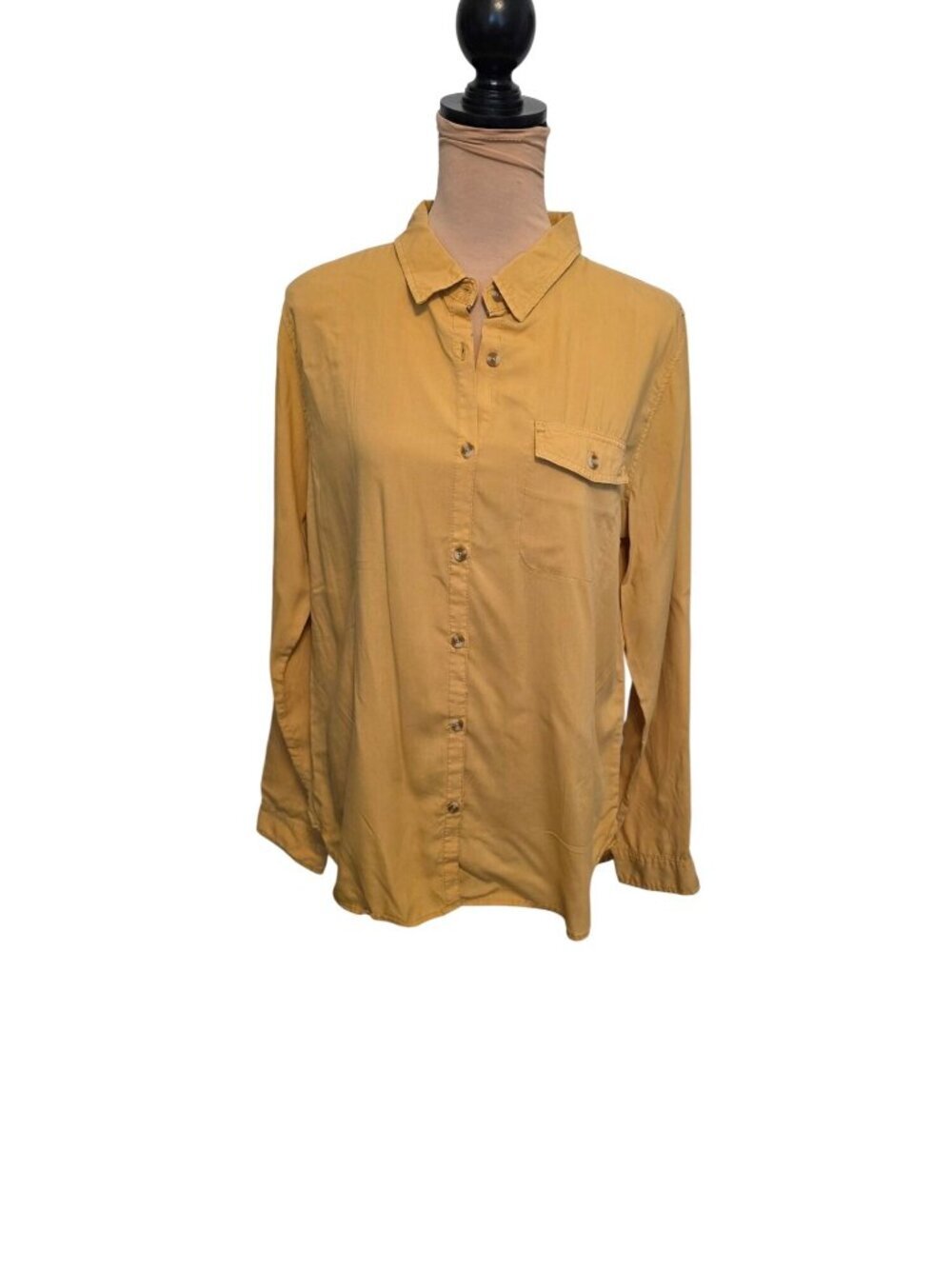 Thread & Supply Women's Button-Down Shirt Large Harvest Gold 100% Lyocell NWT